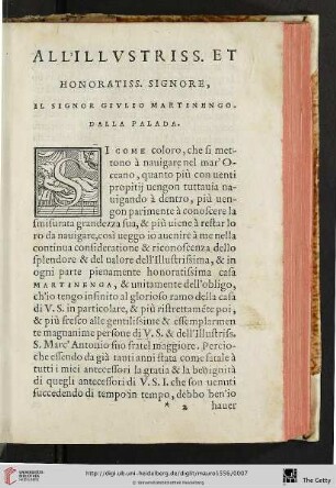 All’illustriss. et honoratiss. Signore […]