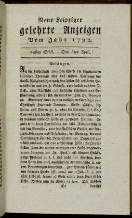 28stes Stück. Den 6ten April.