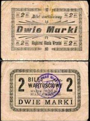 Wreschen, Notgeld 2 Marki