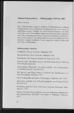Margot Scharpenberg - Bibliographie 1955 bis 2005