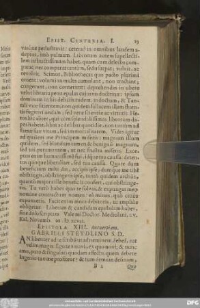 Epistola XIII. Antverpiam. Gabrieli Steydlino S. D.