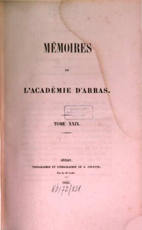 Mémoires de l'Académie d'Arras, 29. 1857