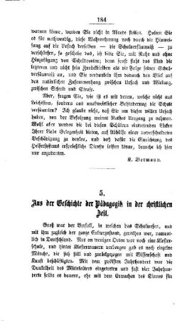 Aus der Geschichte der Pädagogik in der christlichen Zeit