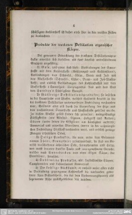 Produkte der trockenen Destillation organischer Körper