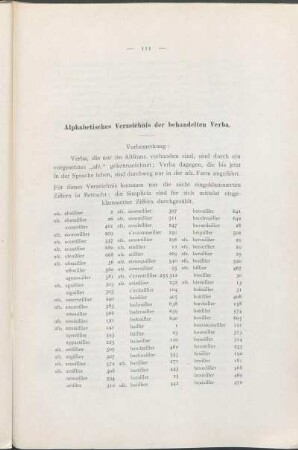 Alphabetisches Verzeichnis der behandelten Verba.
