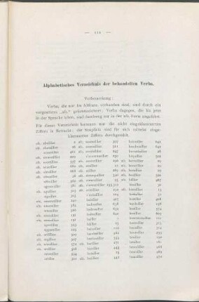 Alphabetisches Verzeichnis der behandelten Verba.