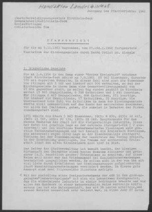 Kirchheim/Teck: Pfarrbericht 1961