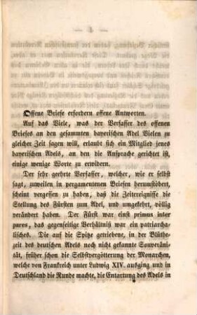 Offene Antwort auf den "offenen Brief an den gesammten bayerischen Adel"
