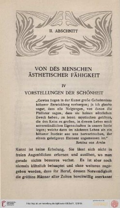 II. Abschnitt: Von den Menschen ästhetischer Fähigkeit