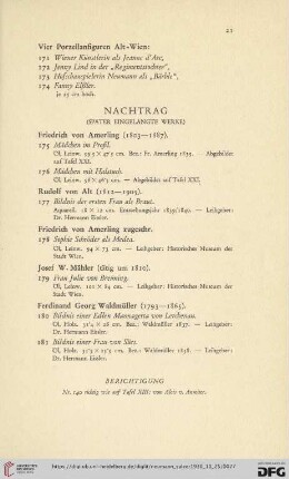 Nachtrag (später eingelangte Werke) (Nr. 175-181)