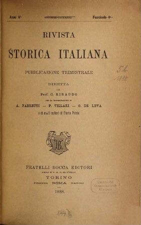 Rivista storica italiana. 5. 1888, [b]