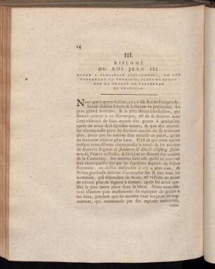 III. Diplome Du Roi Jean III. Donne A Stanislas Jablonowski [...]