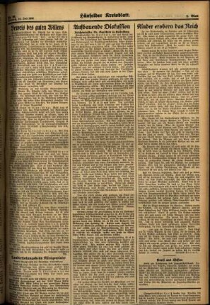 Zweite Ausgabe vom Mittwoch, den 15. Juli 1936.