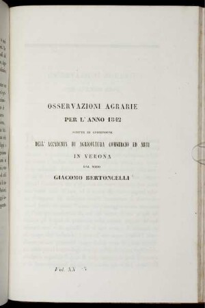 OSSERVAZIONI AGRARIE PER L' ANNO 1842