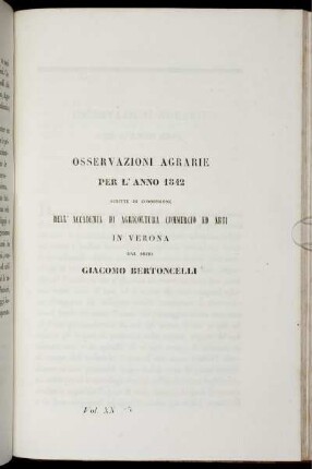 OSSERVAZIONI AGRARIE PER L' ANNO 1842