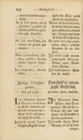 Dialogo Ventesimo quinto / Das fünf u. zwanzigste Gespräch