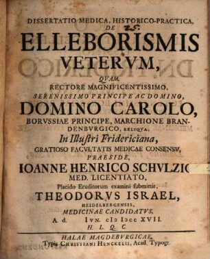 Diss. inaug. med. de elleborismis veterum