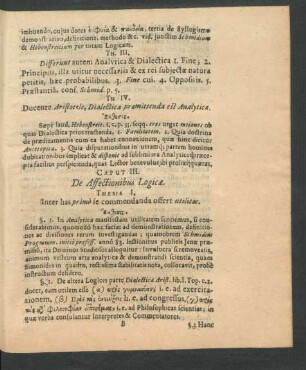 Caput III. De Affectionibus Logicae.