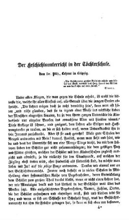 Der Geschichtsunterricht in der Töchterschule
