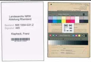Entnazifizierung Franz Klapheck , geb. 05.02.1874 (Gastwirt)