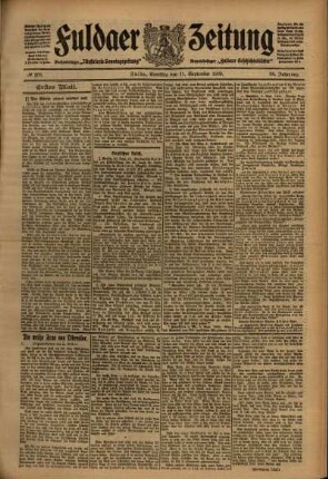 Erste Ausgabe vom Samstag, den 11. September 1909.
