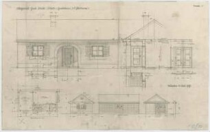 Fischer, Theodor; München; Bayerische Geschützwerke - Arbeits - u. Gerätehaus für die Gärtnerei (Grundrisse, Ansichten, Schnitt)