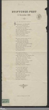 Stiftungs-Fest 6. November 1892