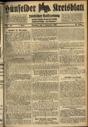 Erste Ausgabe vom Dienstag, den 07. November 1933.