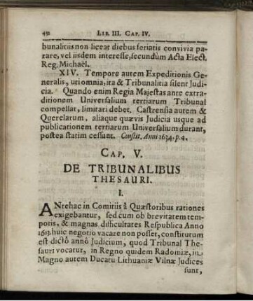 Cap. V. De Tribunalibus Thesauri
