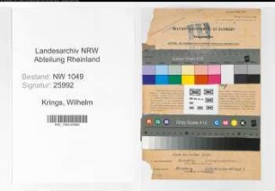 Entnazifizierung Wilhelm Krings , geb. 12.07.1895 (Bahnwart)