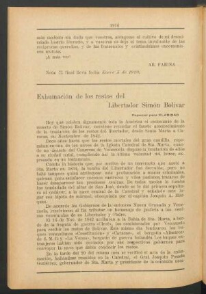 Exhumación de los restos del libertador Simón Bolívar