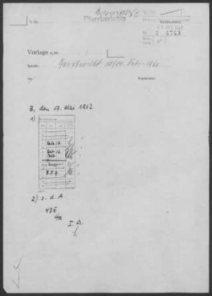 Bissingen/Lontal: Visitationsbericht mit Pfarrbericht 1960