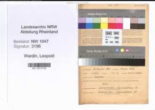 Entnazifizierung Leopold Wardin , geb. 17.01.1901 (Lehrer)