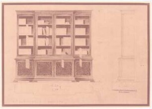 Wohnung Brigadeführer Dr. Schaub: Bücherschrank: Grundriss, Ansichten 1:10