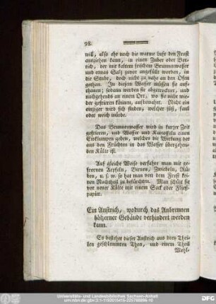 Ein Anstrich, wodurch das Anbrennen hölzerner Gebäude verhindert werden kann.