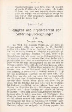 Fünfter Teil. Nichtigkeit und Anfechtbarkeit von Sicherungübereignungen