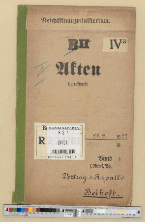 Vertrag von Rapallo: Feststellung des beschlagnahmten russischen Privatvermögens bei deutschen Banken