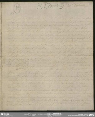 Eigenh. Brief von Caroline Rehberg an August Wilhelm von Schlegel, Hannover, 04.09.1791
