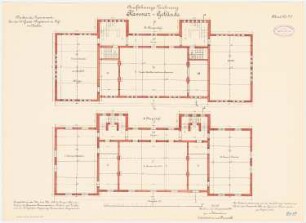Kaserne des 4. Garderegiments zu Fuß, Berlin-Moabit: Kammergebäude: Grundriss 2. Obergeschoss, 3. Obergeschoss 1:100