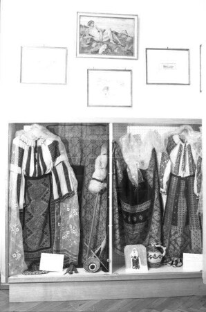 Freiburg: Rumänisches Institut; Vitrine mit Kostümen