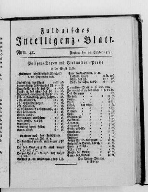 Num. 41, Ausgabe vom 14. Oktober 1814