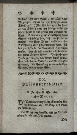 DCC. Paßionspredigten