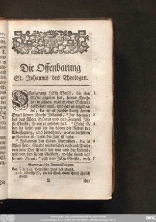 Die Offenbarung St. Johannis des Theologen.