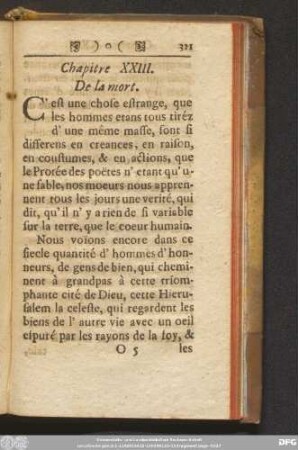 Chapitre XXIII. De la mort.