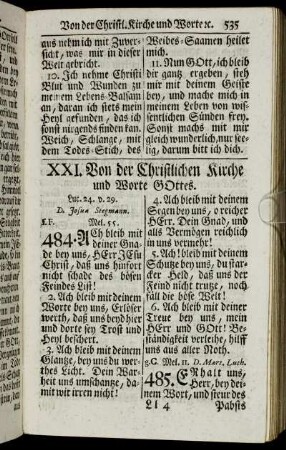 XXI. Von der Christlichen Kirche und Worte Gottes.