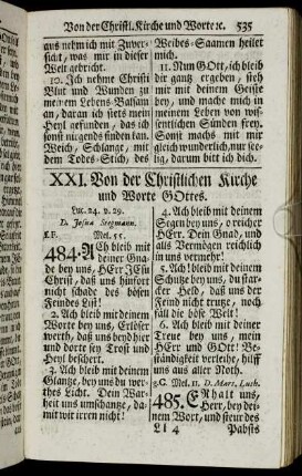 XXI. Von der Christlichen Kirche und Worte Gottes.