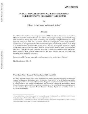 Public-private sector wage differentials and returns to education in Djibouti
