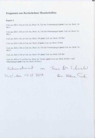 Fragmente aus Bordesholmer Handschriften