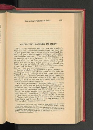 Concerning Famines in India.