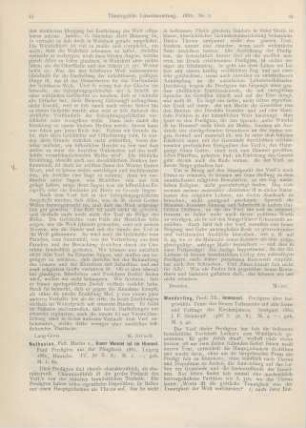 44-45 [Rezension] Wunderling, Th., Immanuel. Predigten über freigewählte Texte des Neuen Testaments auf alle Sonn- und Festtage des Kirchenjahres